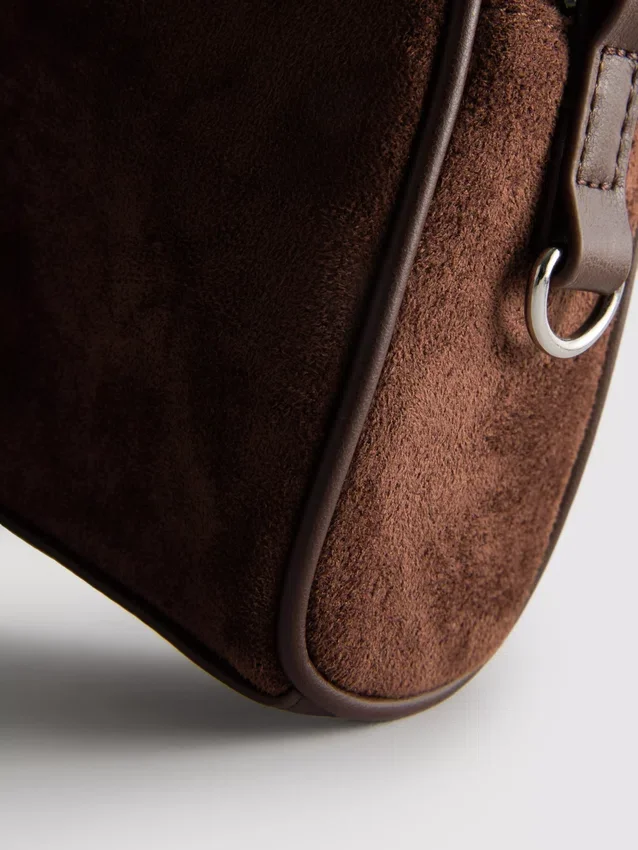 Mini bolso cruzado de imitación de gamuza