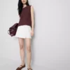 Mini falda-pantalón con lazos laterales de mezcla de lino