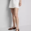 Mini falda-pantalón con lazos laterales de mezcla de lino