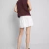 Mini falda-pantalón con lazos laterales de mezcla de lino