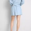 Mini falda-pantalón con lazos laterales de mezcla de lino