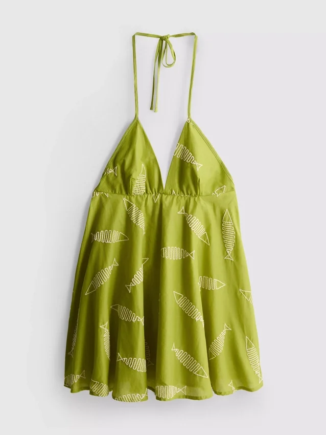 Mini vestido con peces bordados