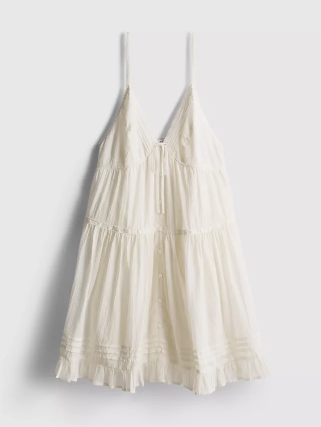 Mini vestido con volantes y ribete de encaje de Paula Echevarría