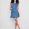 Mini vestido de denim de algodón con corte en A