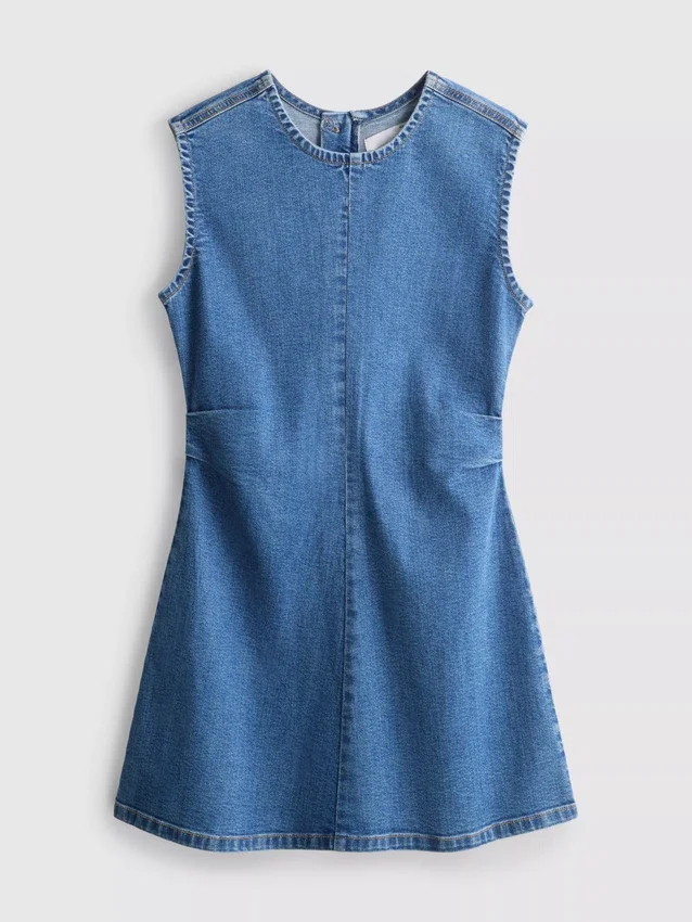 Mini vestido de denim de algodón con corte en A