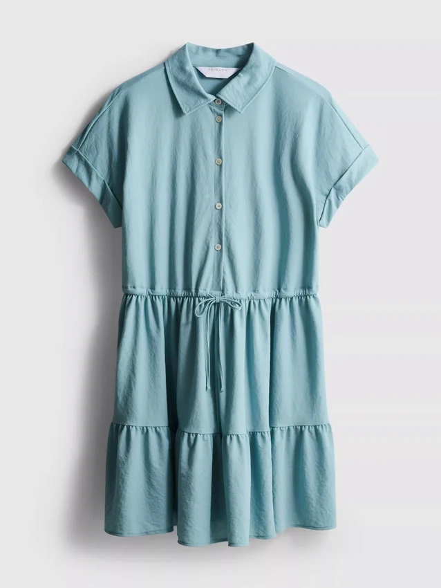 Mini vestido de manga corta con volantes