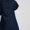 Mini vestido de mezclilla de algodón con mangas abullonadas