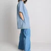 Mini vestido recto de mezclilla de algodón con cuello