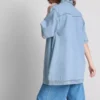 Mini vestido recto de mezclilla de algodón con cuello