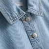 Mini vestido recto de mezclilla de algodón con cuello