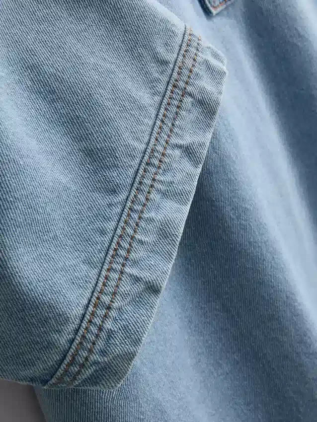 Mini vestido recto de mezclilla de algodón con cuello