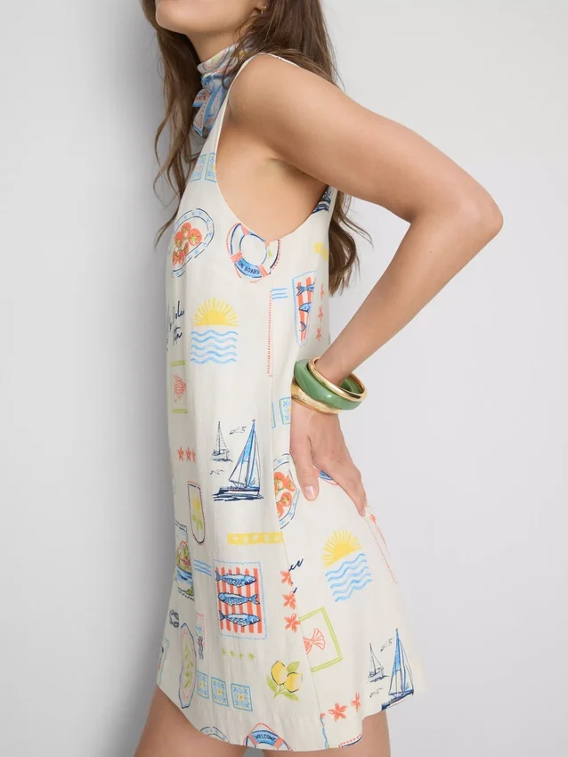Mini vestido recto estampado