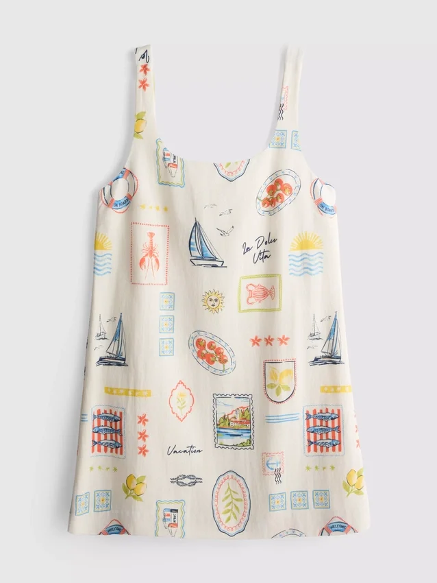 Mini vestido recto estampado