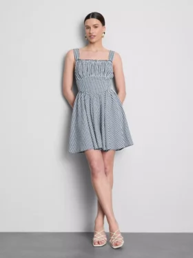 Mini vestido tipo corsé de cuadros vichy