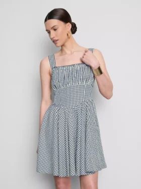 Mini vestido tipo corsé de cuadros vichy