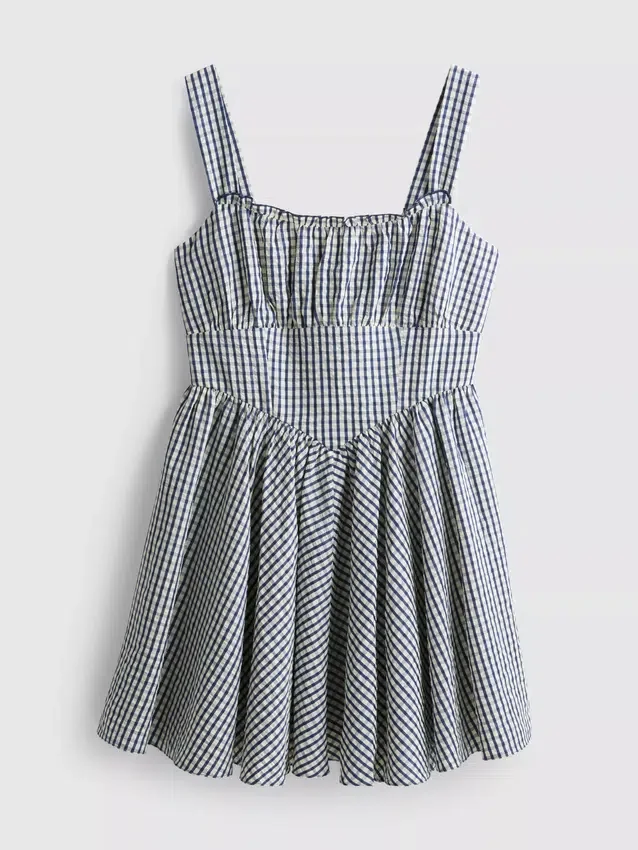 Mini vestido tipo corsé de cuadros vichy