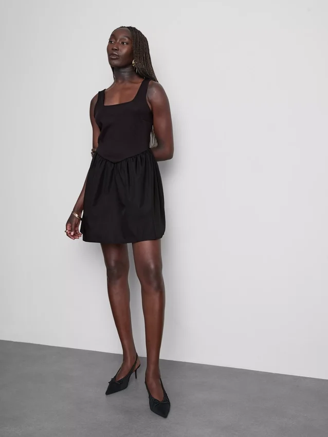 Mini vestido tipo corsé de mezcla de algodón