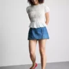 Minifalda-pantalón de mezclilla de algodón