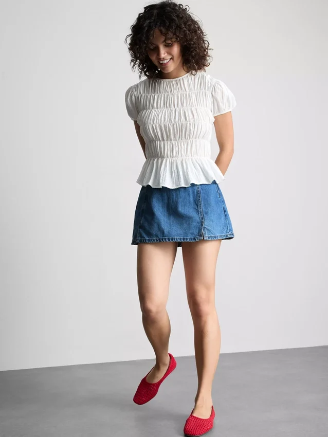Minifalda-pantalón de mezclilla de algodón
