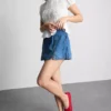Minifalda-pantalón de mezclilla de algodón