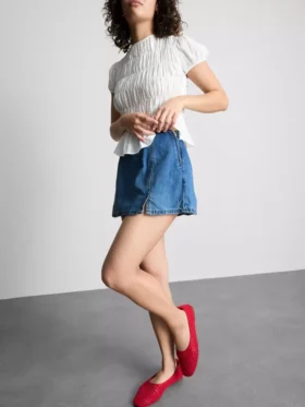 Minifalda-pantalón de mezclilla de algodón
