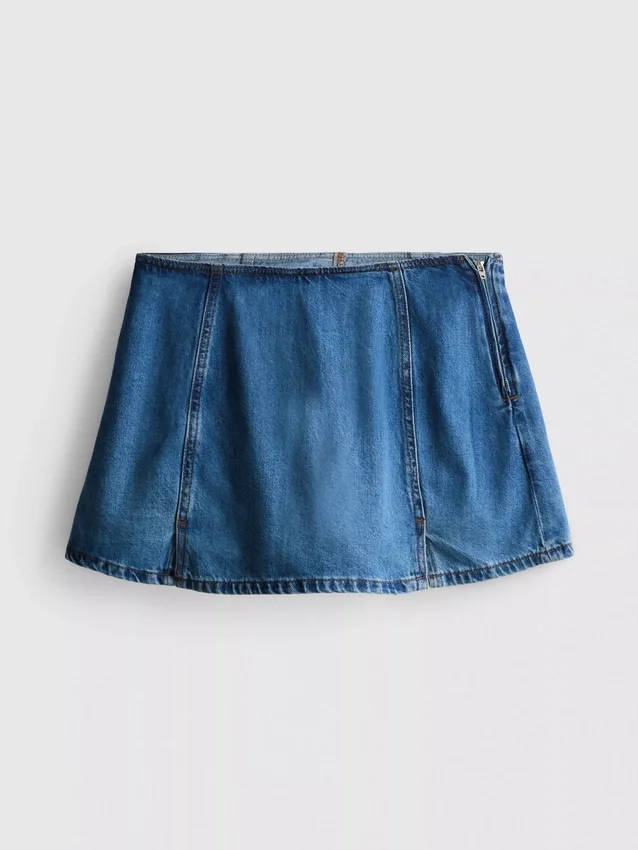 Minifalda-pantalón de mezclilla de algodón