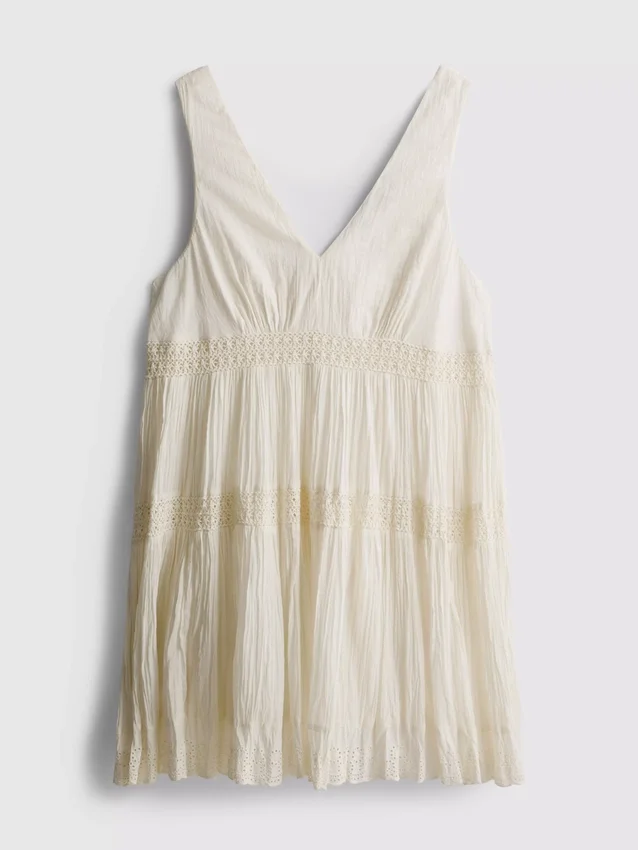 Minivestido arrugado con cuello en V
