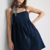 Minivestido babydoll de mezclilla de algodón