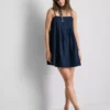 Minivestido babydoll de mezclilla de algodón