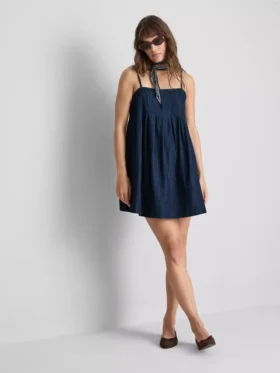 Minivestido babydoll de mezclilla de algodón