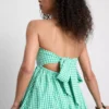 Minivestido bandeau de algodón a cuadros vichy