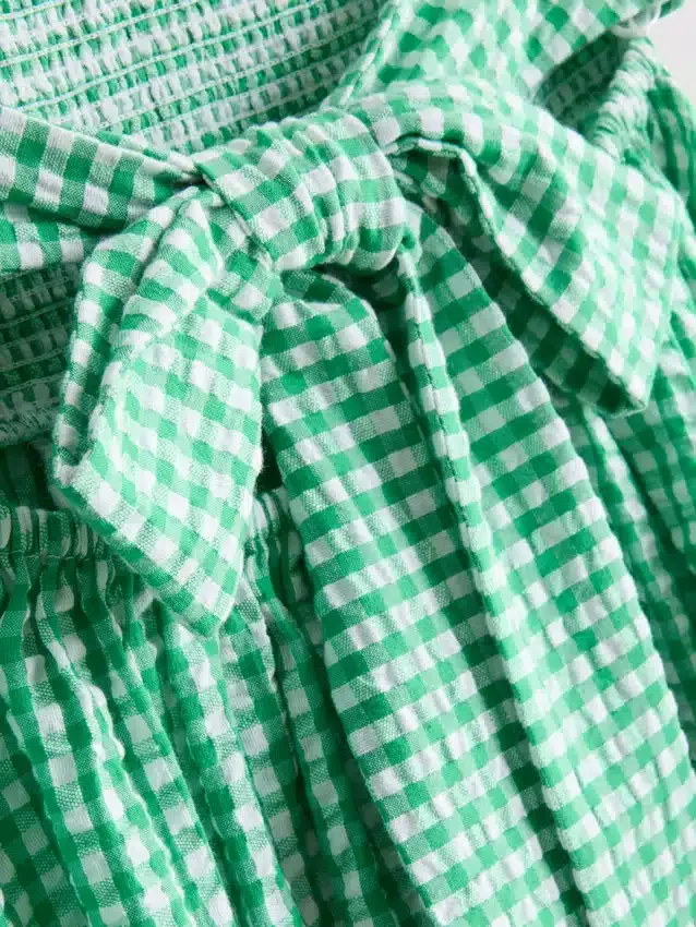 Minivestido bandeau de algodón a cuadros vichy