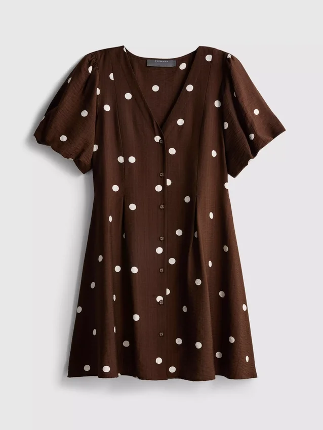 Minivestido con mangas abullonadas y botones