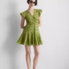 Minivestido de algodón con ojales y fruncidos