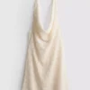 Minivestido halter de croché con cuello vuelto