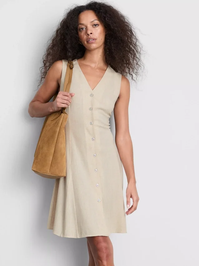 Minivestido sin mangas con cuello en V
