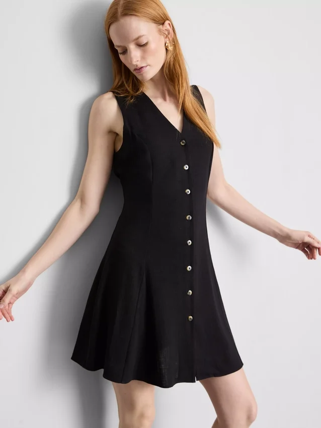 Minivestido sin mangas con cuello en V