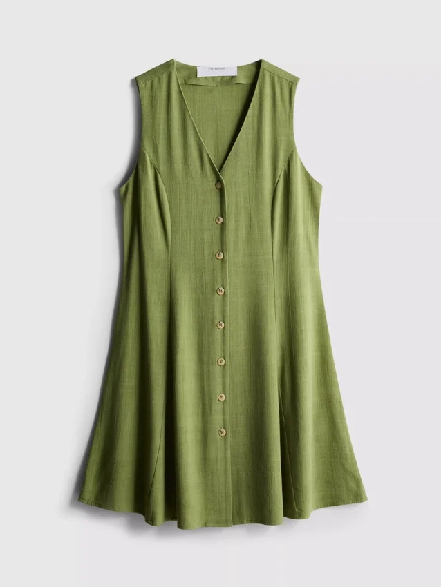 Minivestido sin mangas con cuello en V