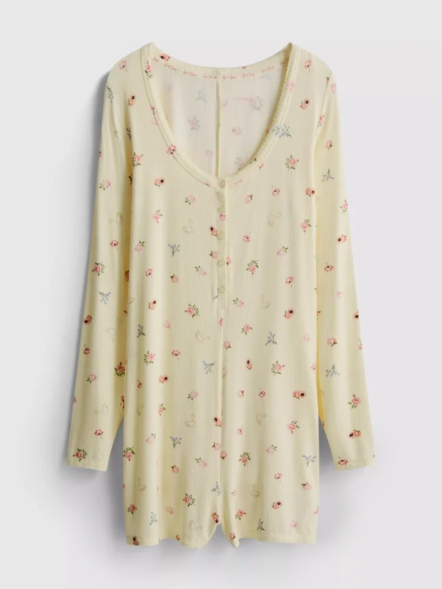 Mono de dormir acanalado con estampado floral