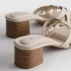 Mules de tacón grueso con tejido de imitación de cuero