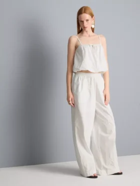 Pantalones anchos de algodón bordados
