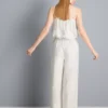 Pantalones anchos de algodón bordados