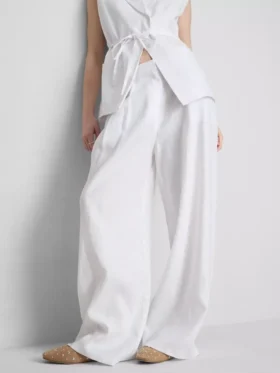 Pantalones anchos de lino plisados de The Edit