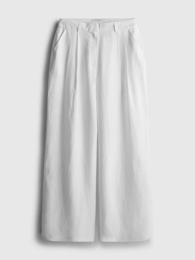 Pantalones anchos de lino plisados de The Edit