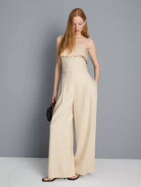 Pantalones anchos plisados con textura