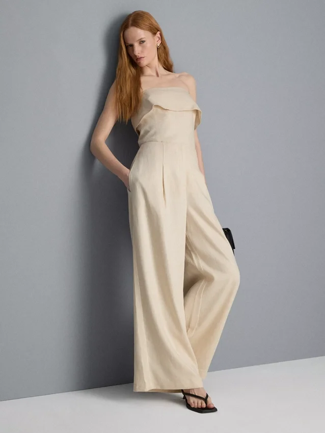 Pantalones anchos plisados con textura