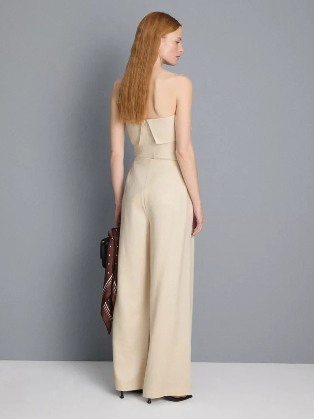 Pantalones anchos plisados con textura
