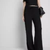 Pantalones arrugados de pierna recta con cordón