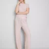 Pantalones arrugados de pierna recta con cordón