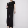 Pantalones arrugados de pierna recta con cordón